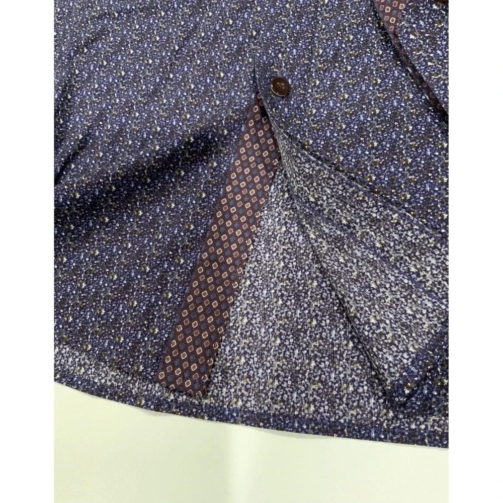 Sable & Stone Shirt Mens 2XL Blue Geometric Print Long‎ Sleeve Button Up Casual